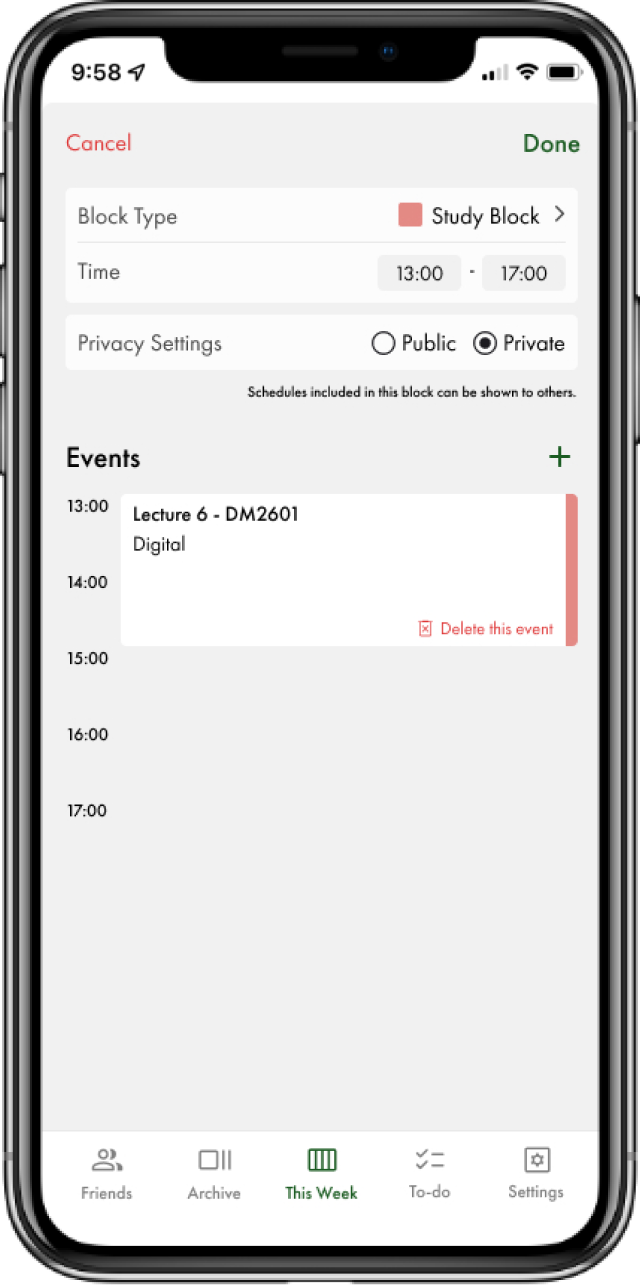 Privacy Setting Function
